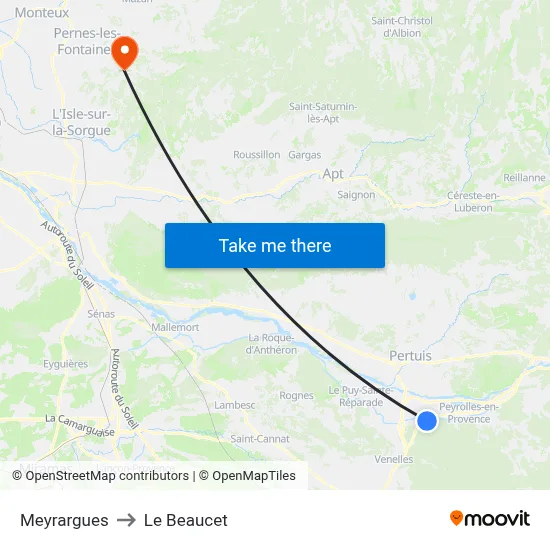 Meyrargues to Le Beaucet map