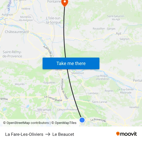La Fare-Les-Oliviers to Le Beaucet map