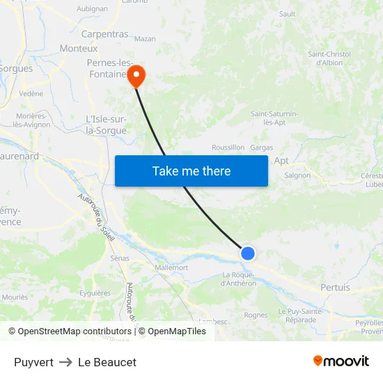 Puyvert to Le Beaucet map