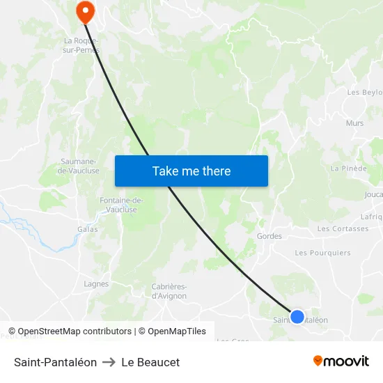 Saint-Pantaléon to Le Beaucet map