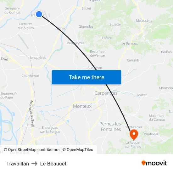 Travaillan to Le Beaucet map