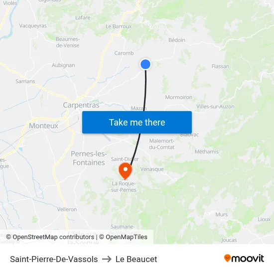 Saint-Pierre-De-Vassols to Le Beaucet map