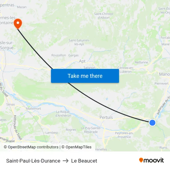 Saint-Paul-Lès-Durance to Le Beaucet map