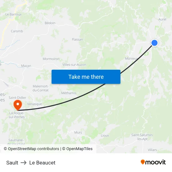 Sault to Le Beaucet map