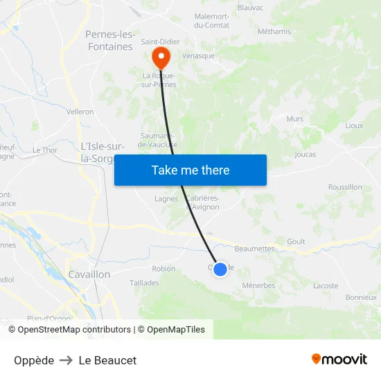 Oppède to Le Beaucet map