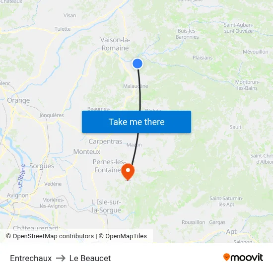 Entrechaux to Le Beaucet map