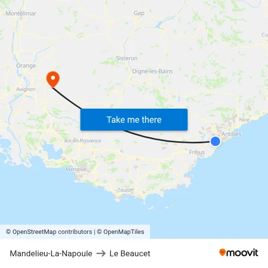 Mandelieu-La-Napoule to Le Beaucet map