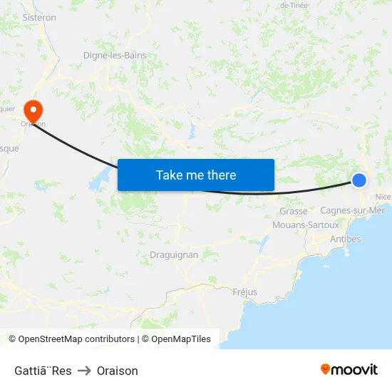 Gattiã¨Res to Oraison map