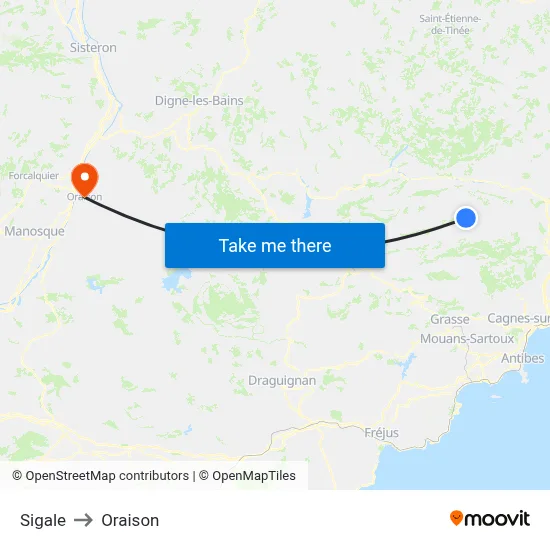 Sigale to Oraison map