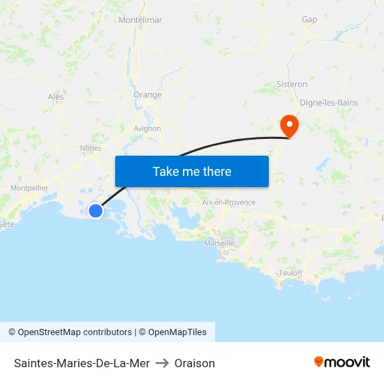 Saintes-Maries-De-La-Mer to Oraison map
