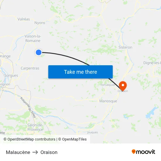 Malaucène to Oraison map