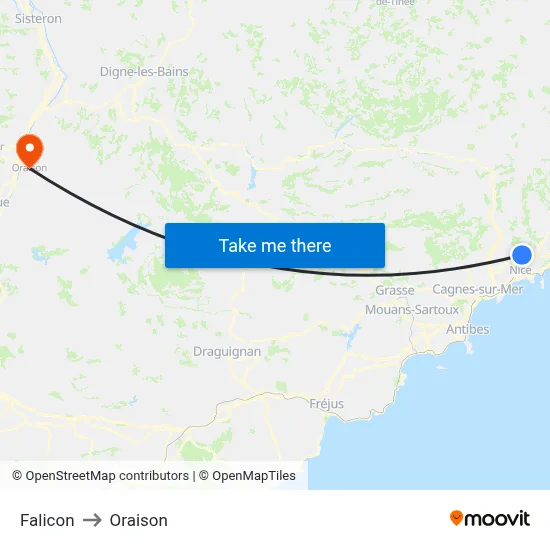 Falicon to Oraison map