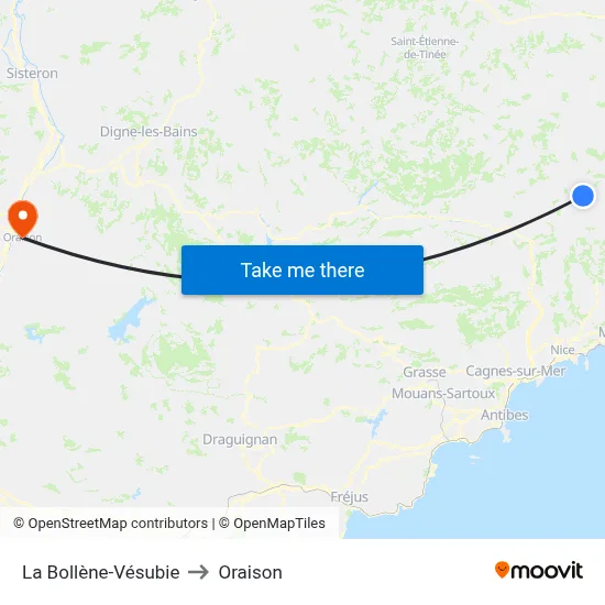 La Bollène-Vésubie to Oraison map
