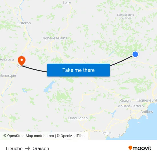 Lieuche to Oraison map