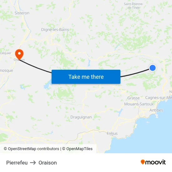 Pierrefeu to Oraison map