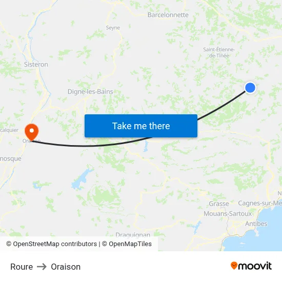 Roure to Oraison map