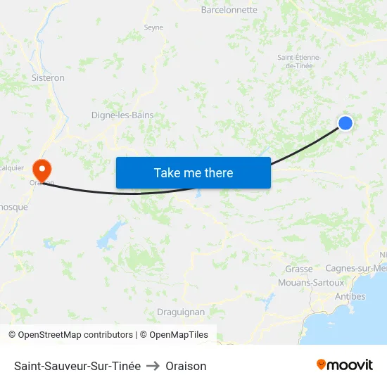 Saint-Sauveur-Sur-Tinée to Oraison map