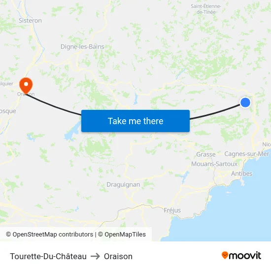 Tourette-Du-Château to Oraison map