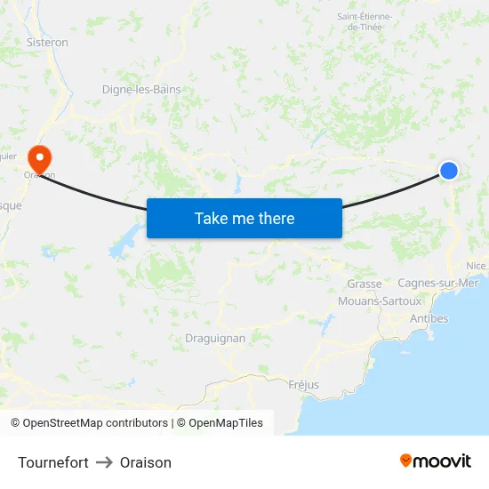 Tournefort to Oraison map