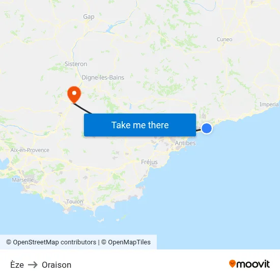 Èze to Oraison map
