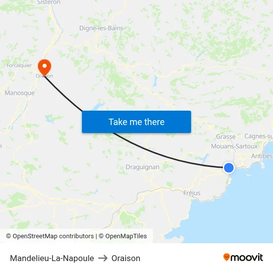 Mandelieu-La-Napoule to Oraison map