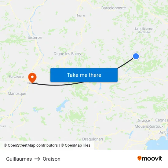 Guillaumes to Oraison map