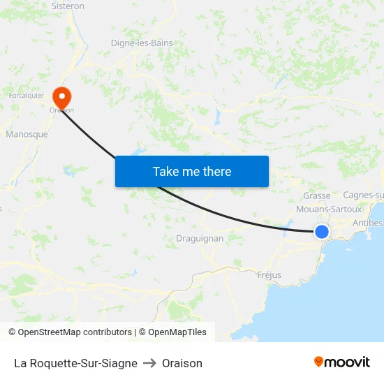 La Roquette-Sur-Siagne to Oraison map