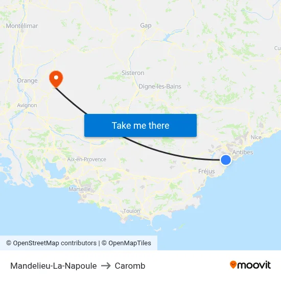 Mandelieu-La-Napoule to Caromb map