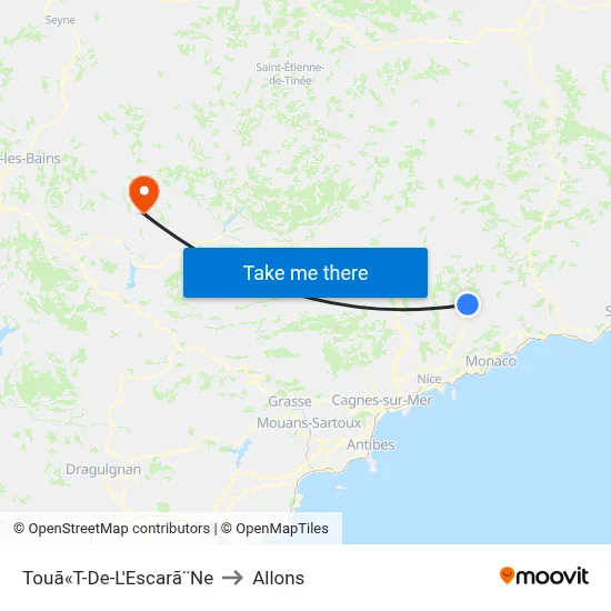 Touã«T-De-L'Escarã¨Ne to Allons map