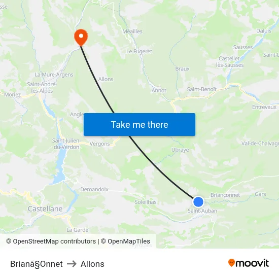 Brianã§Onnet to Allons map
