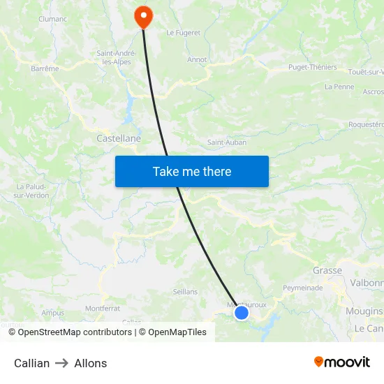 Callian to Allons map