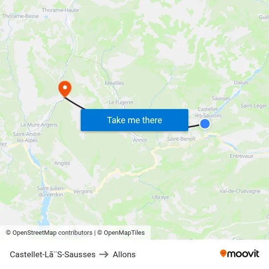 Castellet-Lã¨S-Sausses to Allons map