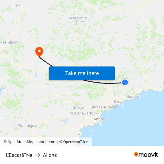 L'Escarã¨Ne to Allons map
