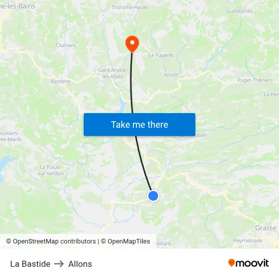La Bastide to Allons map