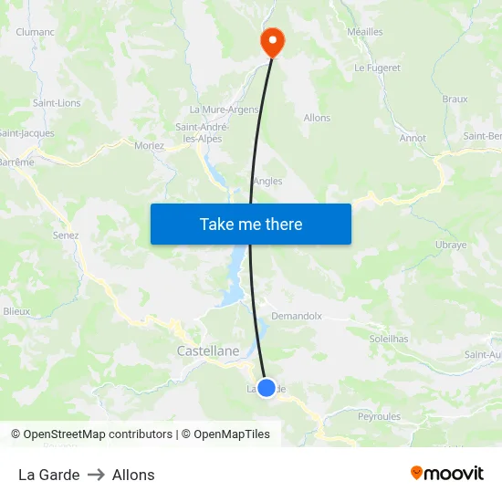 La Garde to Allons map