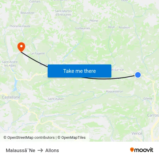 Malaussã¨Ne to Allons map