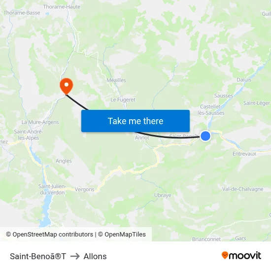 Saint-Benoã®T to Allons map