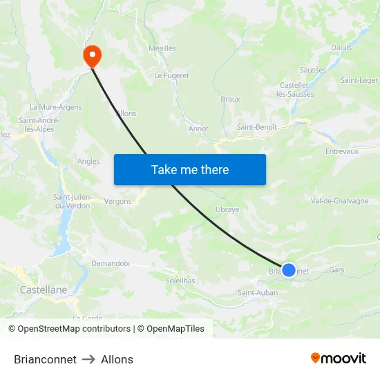 Brianconnet to Allons map