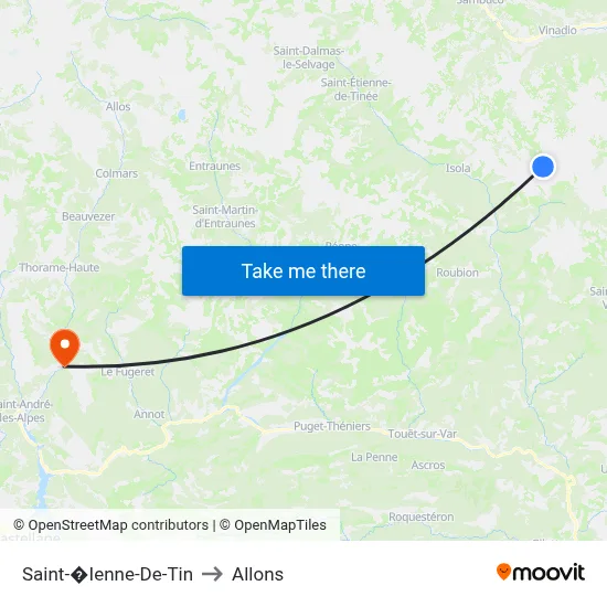 Saint-�Ienne-De-Tin to Allons map