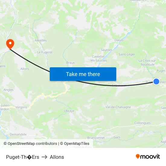 Puget-Th�Ers to Allons map