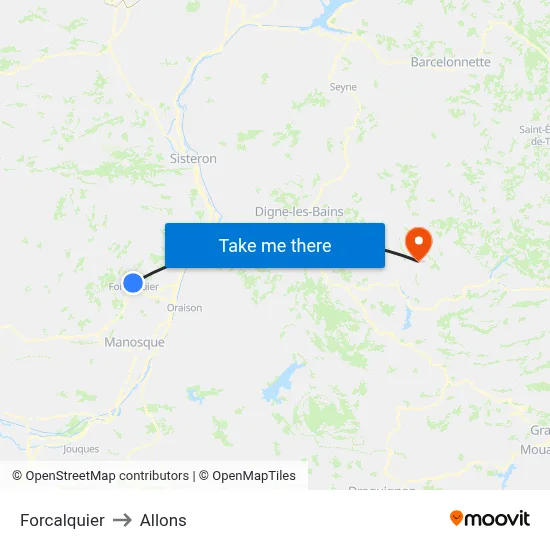 Forcalquier to Allons map