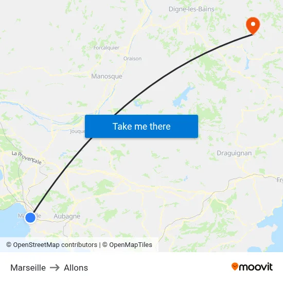 Marseille to Allons map