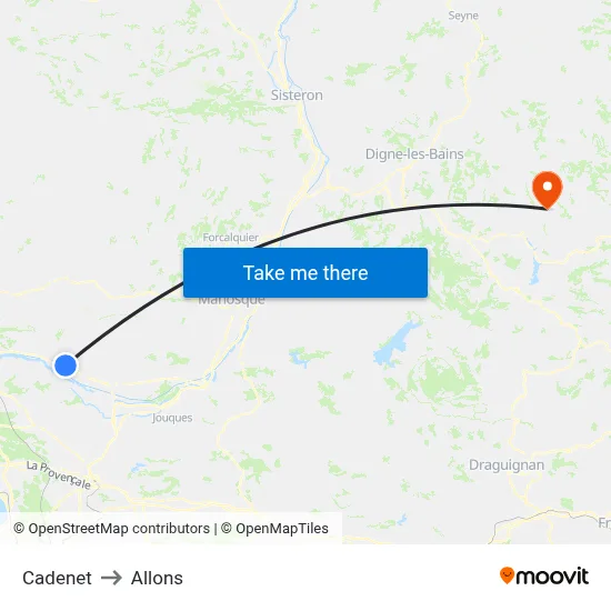 Cadenet to Allons map