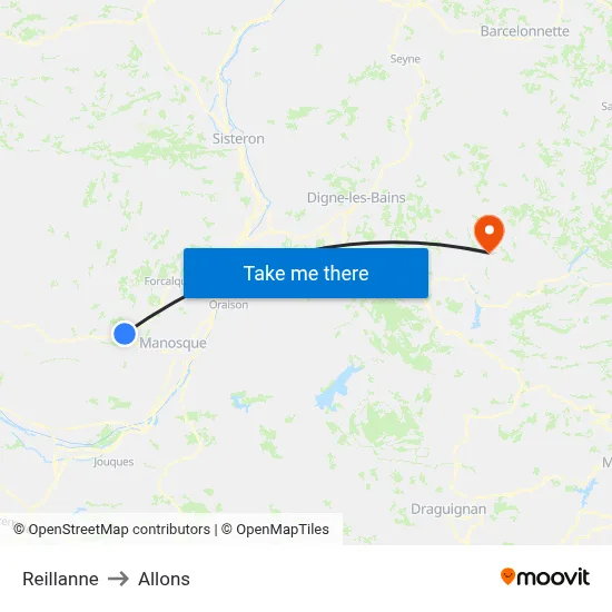 Reillanne to Allons map