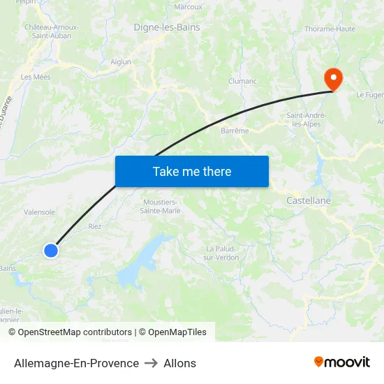 Allemagne-En-Provence to Allons map
