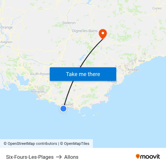 Six-Fours-Les-Plages to Allons map