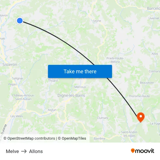 Melve to Allons map