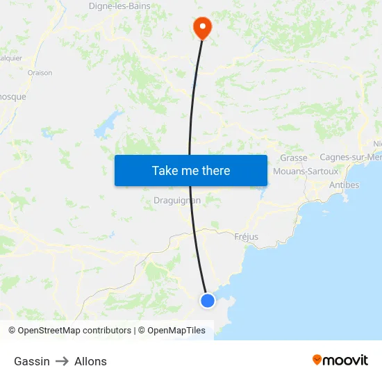 Gassin to Allons map