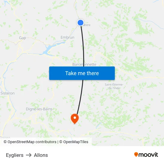 Eygliers to Allons map