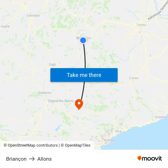 Briançon to Allons map